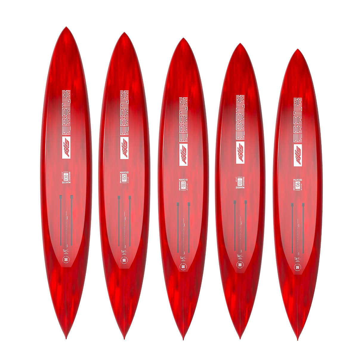 Tabla Axis Frank MAKO 2 Downwind - vista inferior de toda la línea